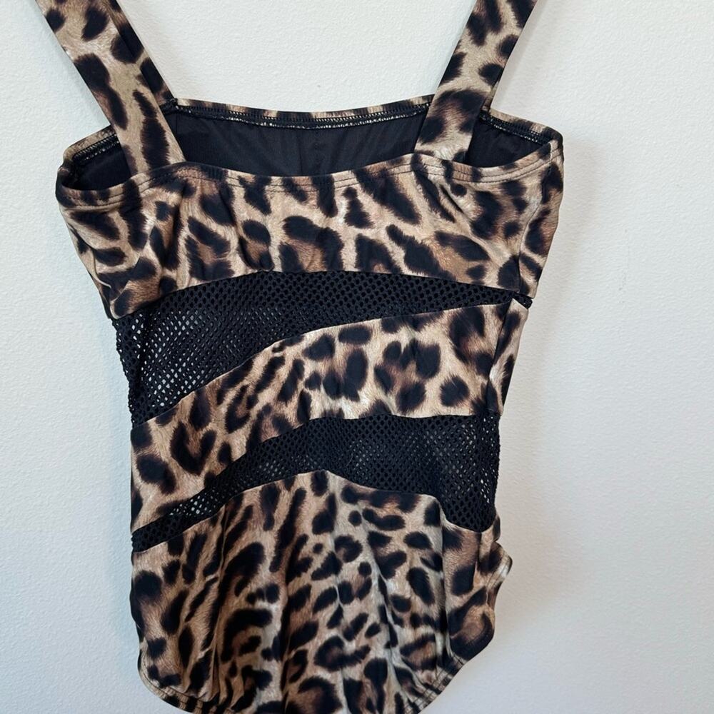 Carmen Marc Valvo NWOT Leopard Mesh One Piece Swimsuit Size 6 - Picture 4 of 6